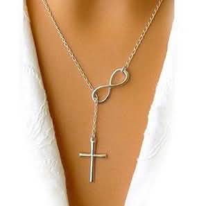 Italian Sterling Silver Infinity Cross Lariat Necklace DailySale