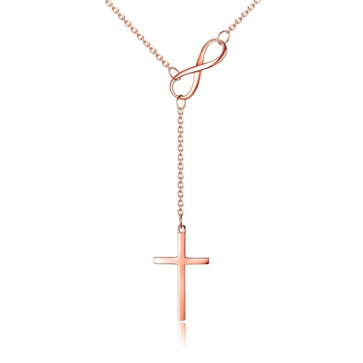 Italian Sterling Silver Infinity Cross Lariat Necklace DailySale
