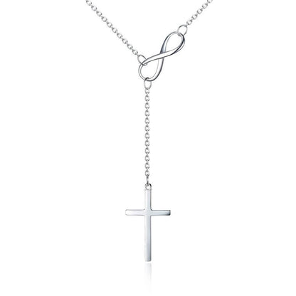 Italian Sterling Silver Infinity Cross Lariat Necklace DailySale