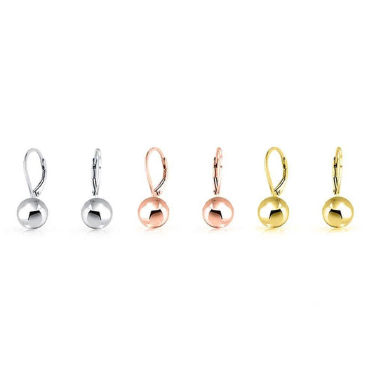 Italian Sterling Silver Leverback Ball Earrings DailySale