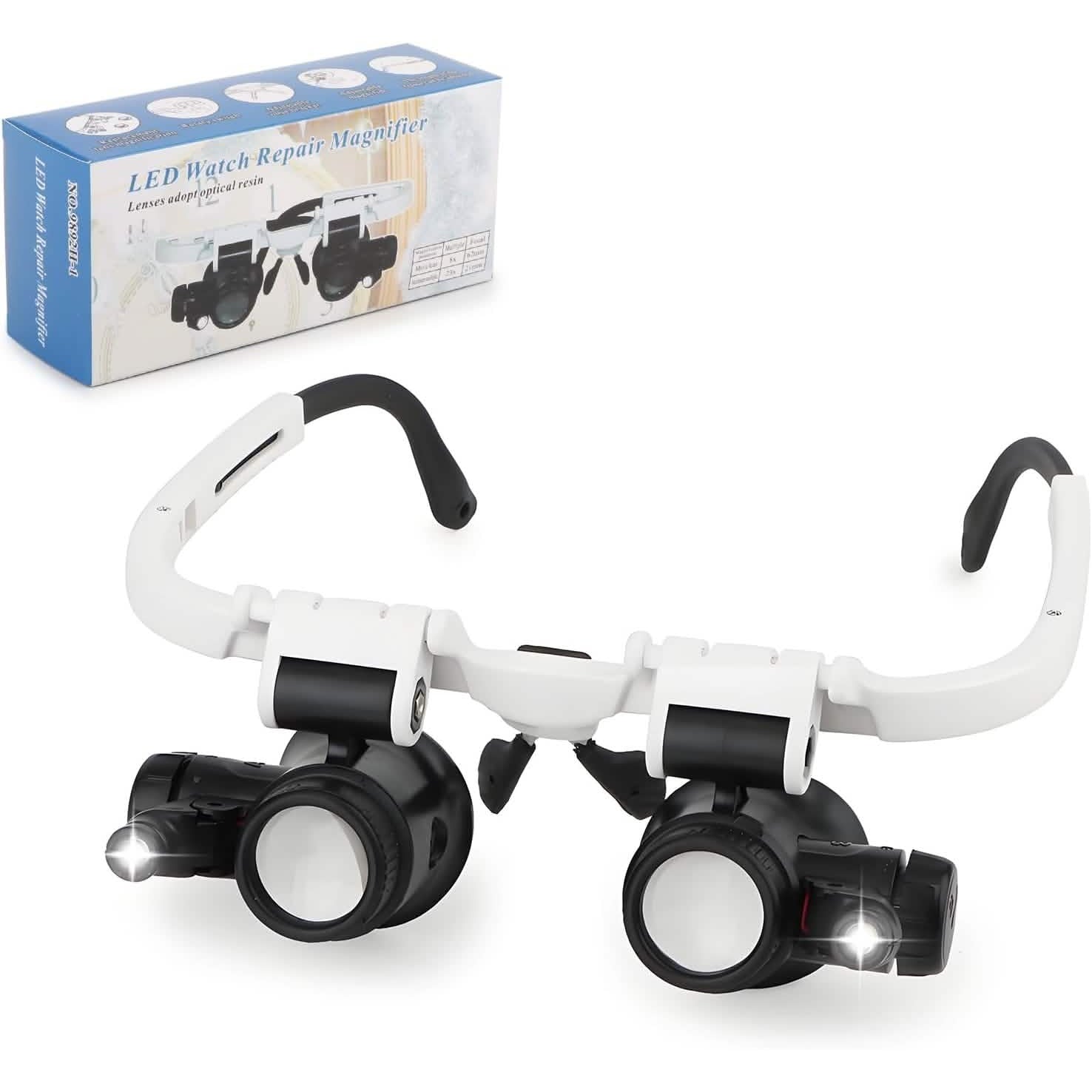 2-LED Head-Mounted Magnifier Glasses – 8x/15x/23x with Repair Light DailySale