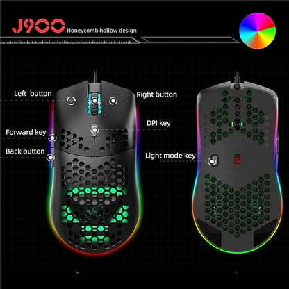 J900 Honeycomb Hollow Wired Gaming Mouse DailySale
