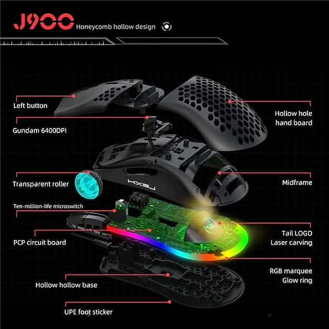 J900 Honeycomb Hollow Wired Gaming Mouse DailySale