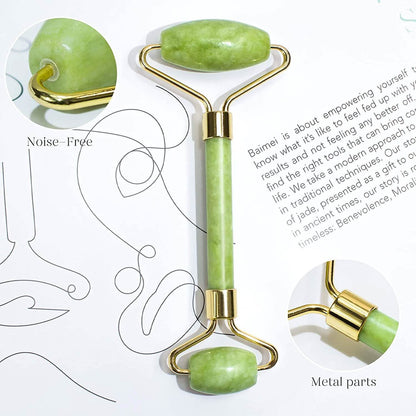 Jade Roller & Gua Sha Set Facial Beauty Tools Face Roller Skin Massager DailySale