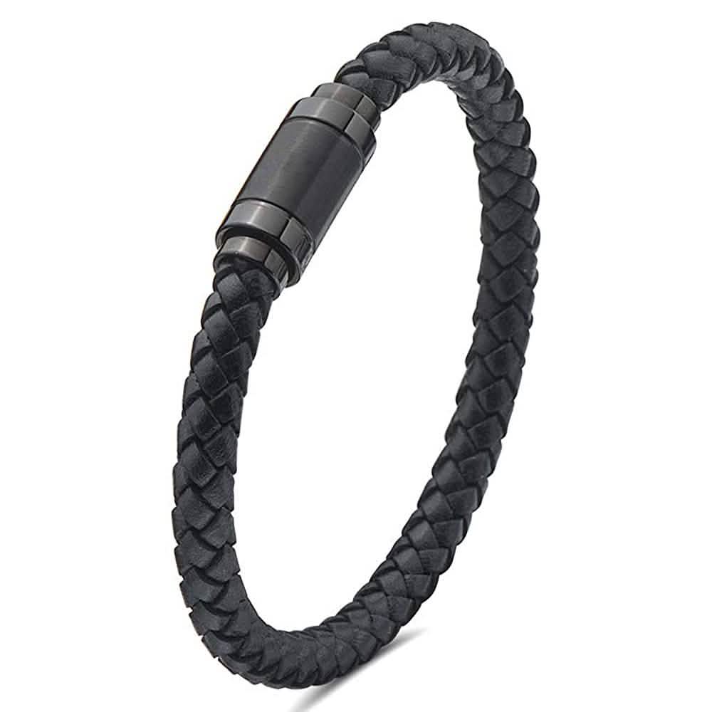 Jarrix Steel Men's Bracelet Leather Stainless Steel Magnetic Closure DailySale