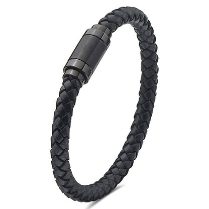 Jarrix Steel Men's Bracelet Leather Stainless Steel Magnetic Closure DailySale