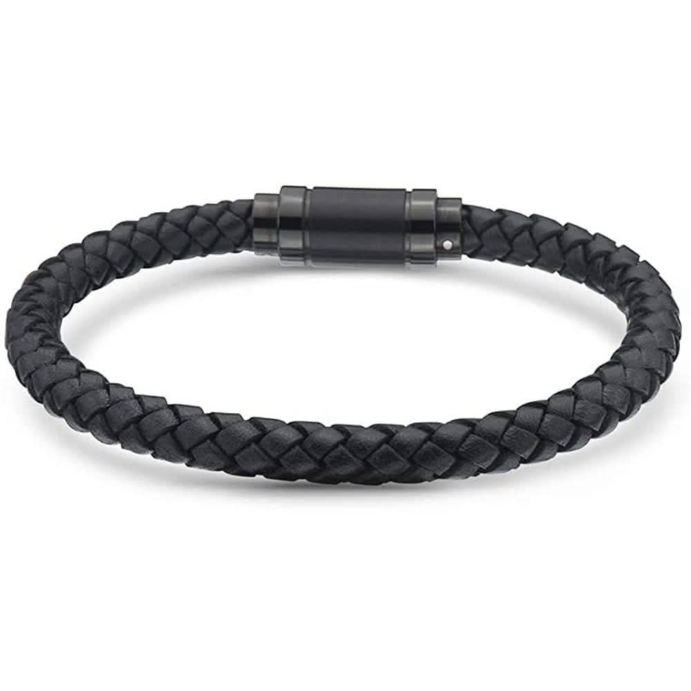 Jarrix Steel Men's Bracelet Leather Stainless Steel Magnetic Closure DailySale