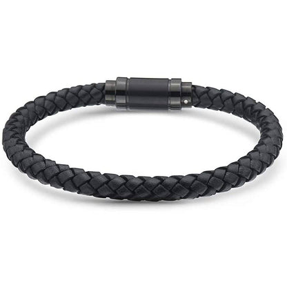 Jarrix Steel Men's Bracelet Leather Stainless Steel Magnetic Closure DailySale
