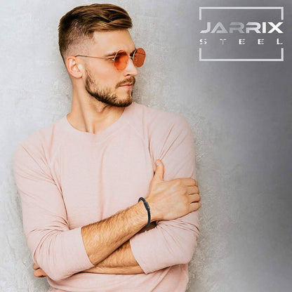 Jarrix Steel Men's Bracelet Leather Stainless Steel Magnetic Closure DailySale