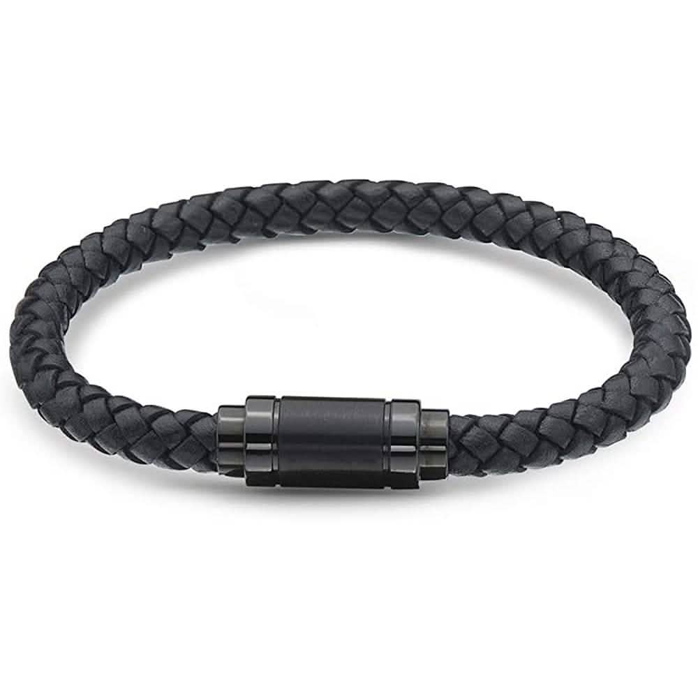 Jarrix Steel Men's Bracelet Leather Stainless Steel Magnetic Closure DailySale