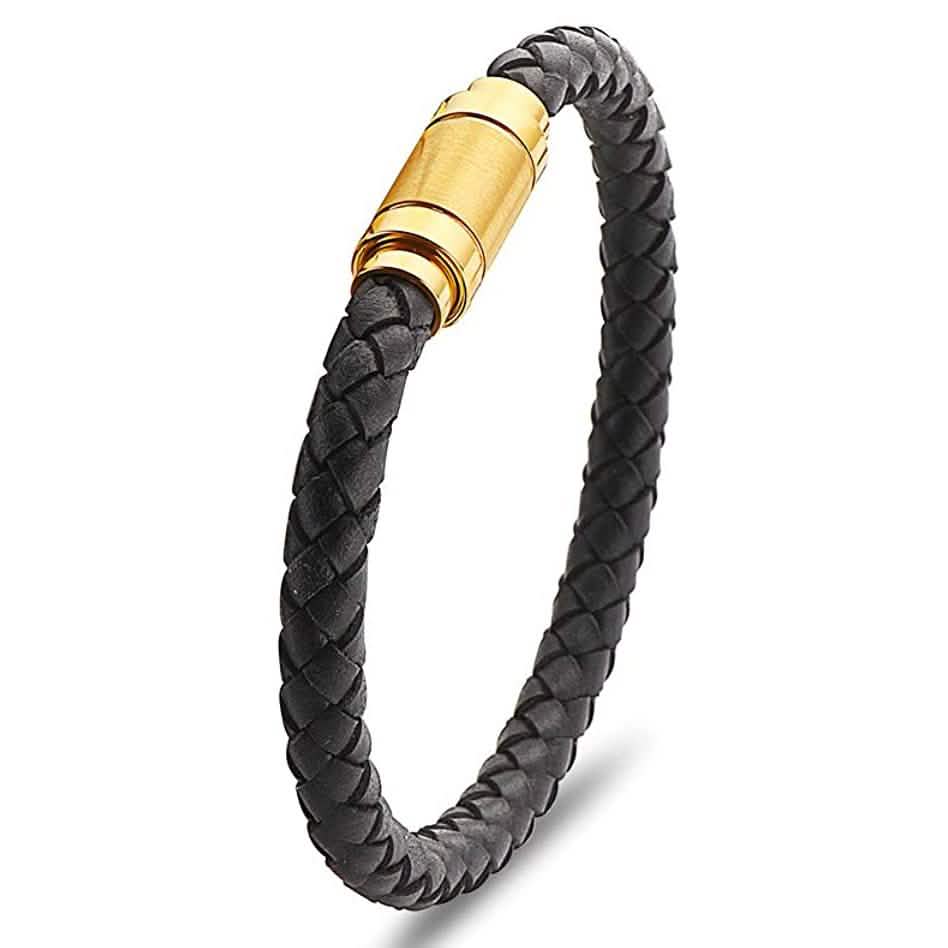Jarrix Steel Men's Bracelet Leather Stainless Steel Magnetic Closure DailySale