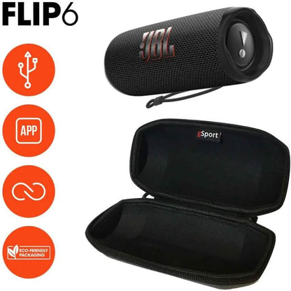 JBL FLIP 6 Waterproof Portable Speaker Bundle with gSport Carbon Fiber Case (Black)  (Refurbished) DailySale