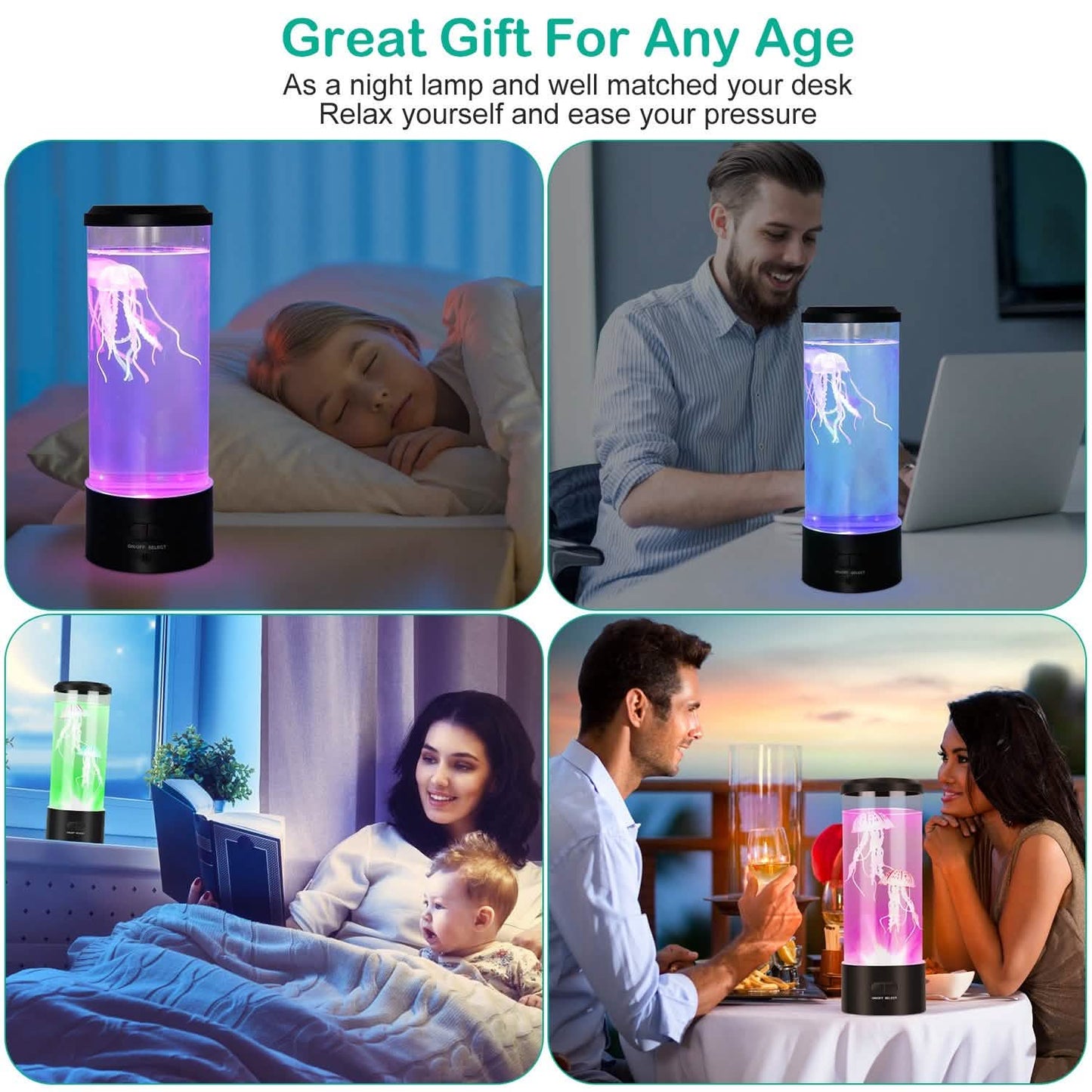 Jellyfish Lava Lamp Multicolor Changing Mood Night Light DailySale