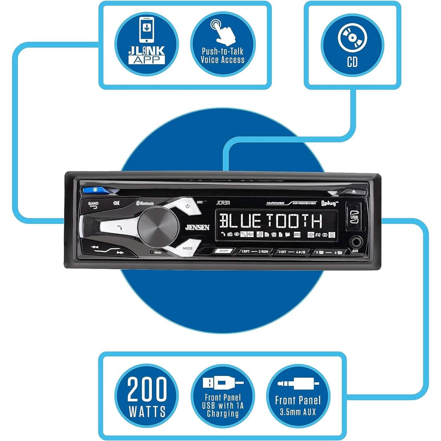 Jensen JCR311 10 Character LCD Single DIN Car Stereo Radio CD Player  (Refurbished) DailySale