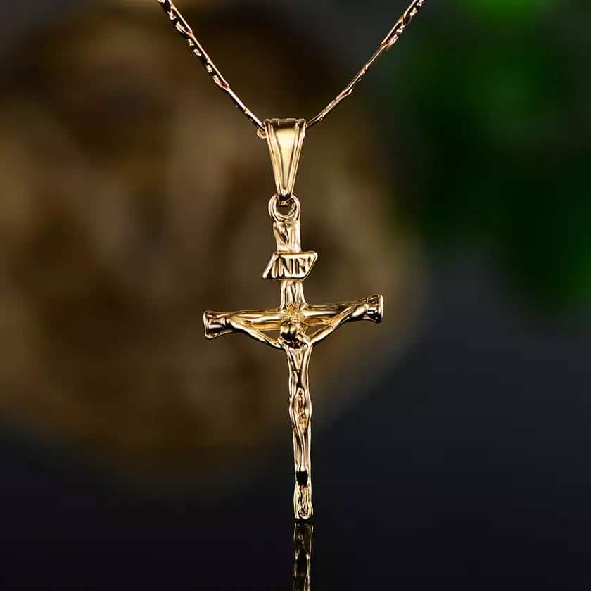 Jesus Crucifix Cross Gold Plated Pendant Necklace DailySale