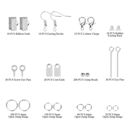 Jewelry Making Supplies Finding Kit Pliers Ribbon Ends Eye Pins Earring Hooks for DIY Craft DailySale