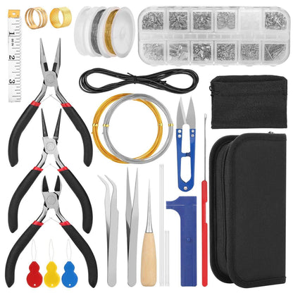 Jewelry Making Supplies Finding Kit Pliers Ribbon Ends Eye Pins Earring Hooks for DIY Craft DailySale