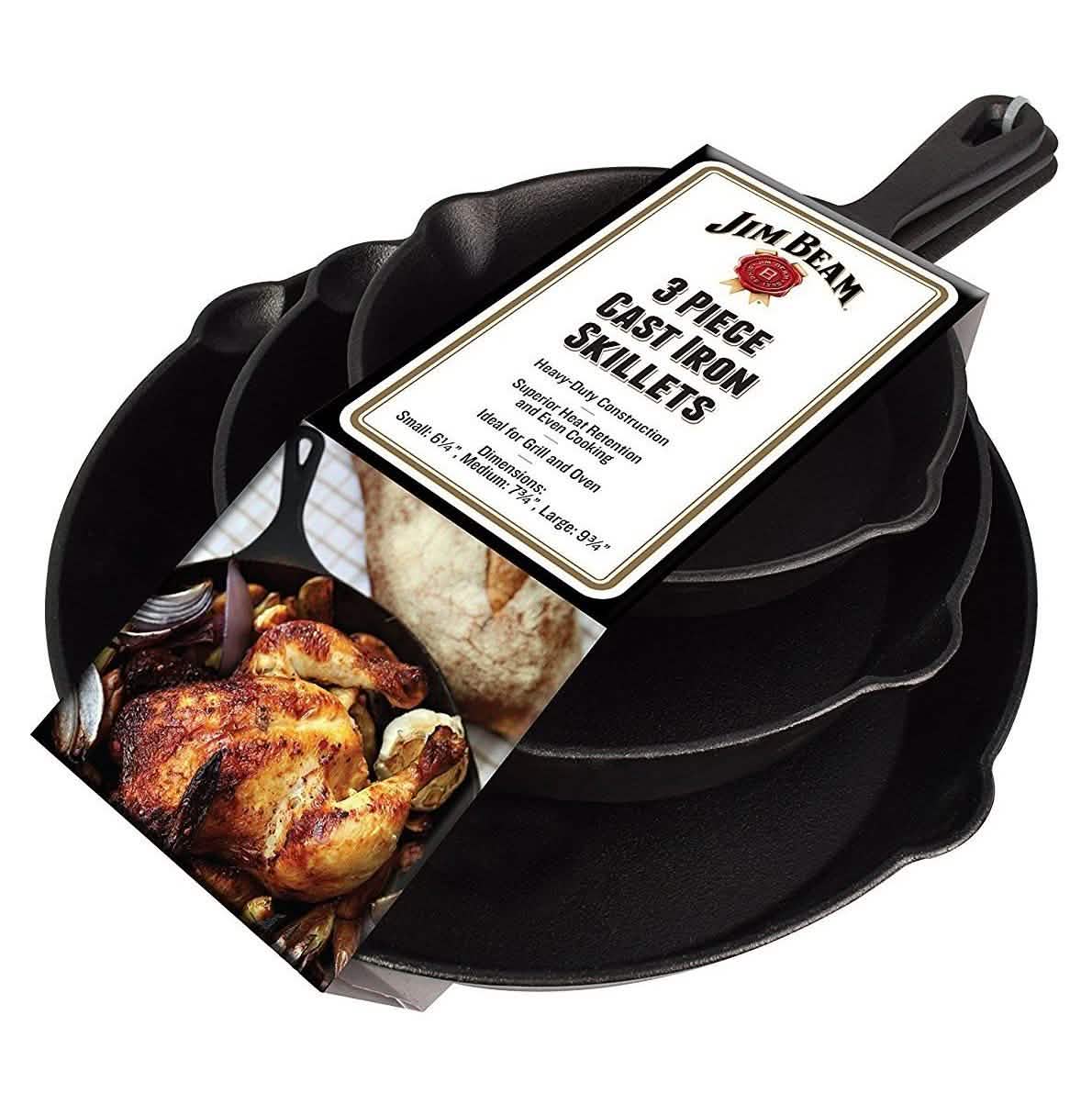 Jim Beam 3-Piece Cast Iron Skillets DailySale