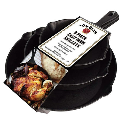 Jim Beam 3-Piece Cast Iron Skillets DailySale
