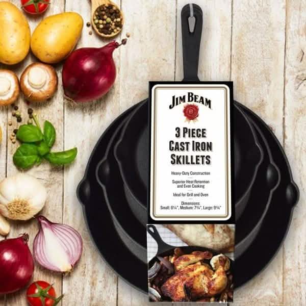 Jim Beam 3-Piece Cast Iron Skillets DailySale