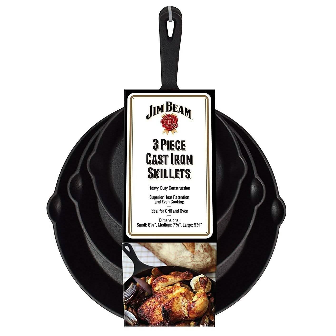 Jim Beam 3-Piece Cast Iron Skillets DailySale