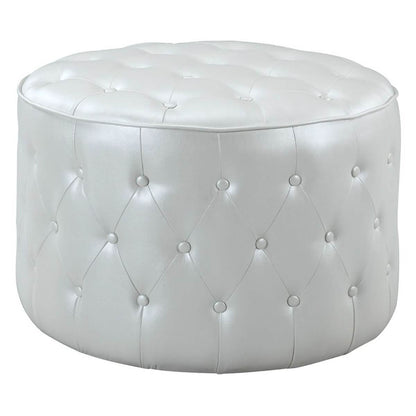 Jimmy Ottoman Button Tufted PU Leather Upholstered Round Pouf DailySale
