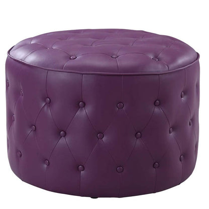 Jimmy Ottoman Button Tufted PU Leather Upholstered Round Pouf DailySale