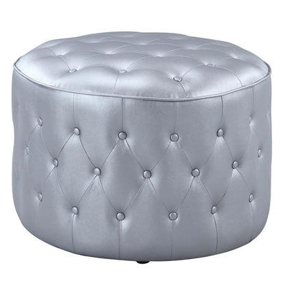 Jimmy Ottoman Button Tufted PU Leather Upholstered Round Pouf DailySale