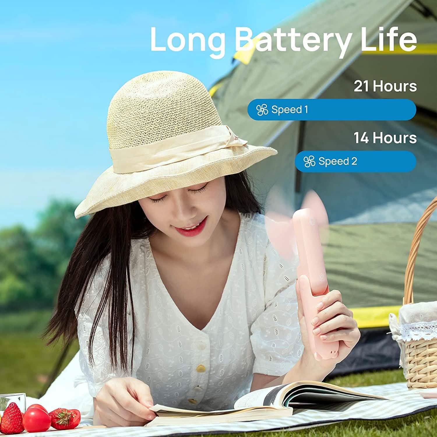 JISULIFE 3-in-1 Portable Small Pocket Fan with Power Bank DailySale
