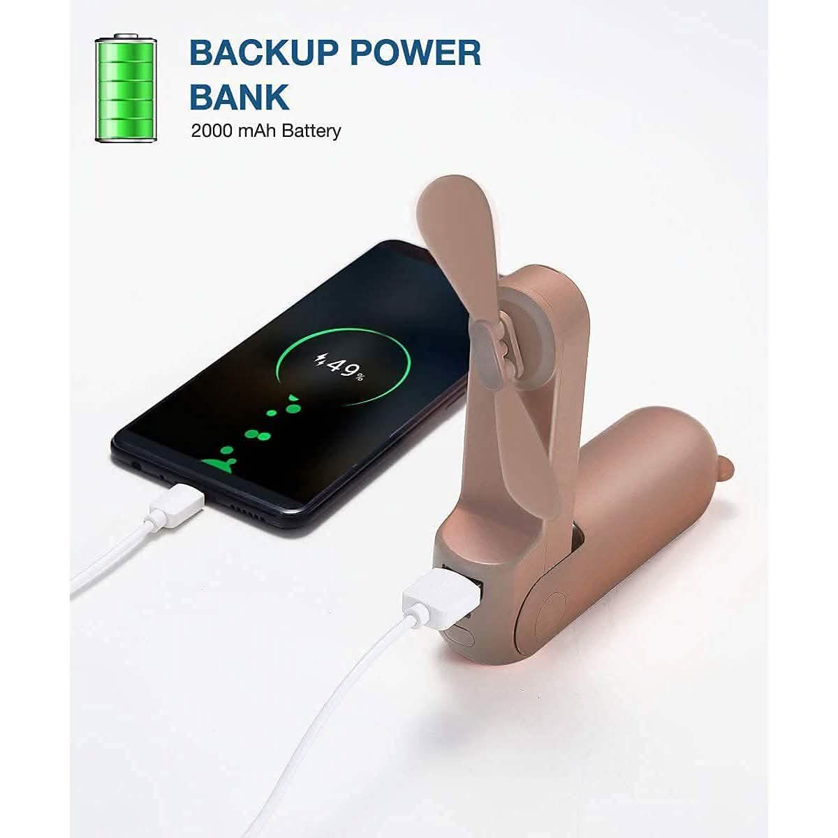 JISULIFE 3-in-1 Portable Small Pocket Fan with Power Bank DailySale