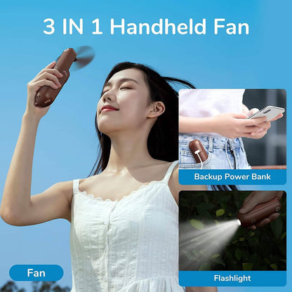 JISULIFE 3-in-1 Portable Small Pocket Fan with Power Bank DailySale