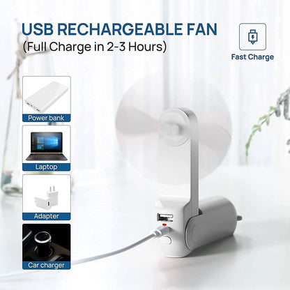 JISULIFE 3-in-1 Portable Small Pocket Fan with Power Bank DailySale