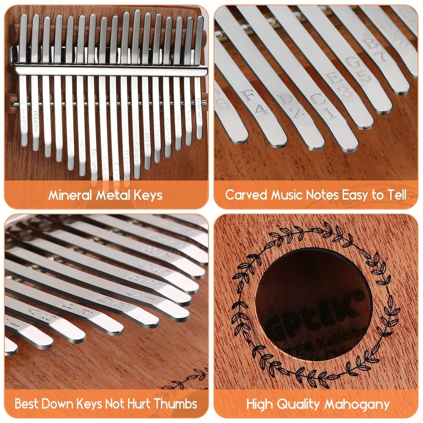Kalimba 17 Keys Thumb Piano with Tuning Hammer and Bag DailySale