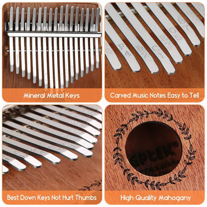 Kalimba 17 Keys Thumb Piano with Tuning Hammer and Bag DailySale