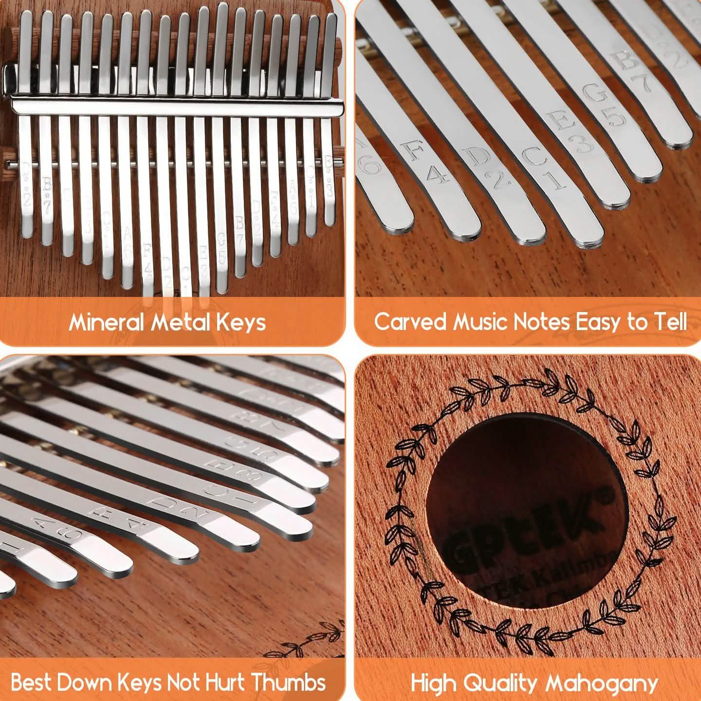 Kalimba 17 Keys Thumb Piano with Tuning Hammer DailySale