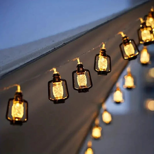 Kerosene Bottle LED String Lights Vintage Plastic Black Lantern Decor DailySale