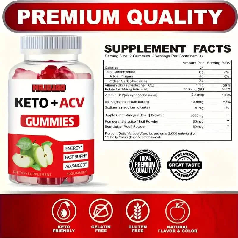 KETO +ACV Gummies Apple Cider Vinegar & B12 DailySale