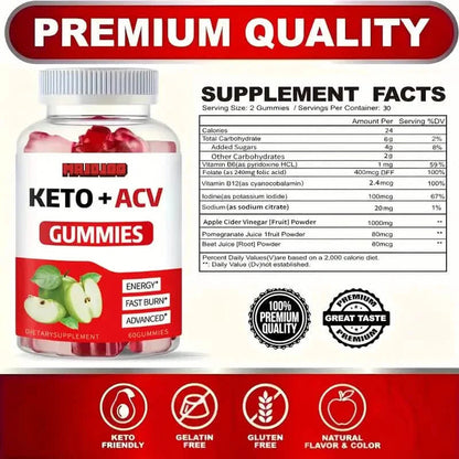 KETO +ACV Gummies Apple Cider Vinegar & B12 DailySale