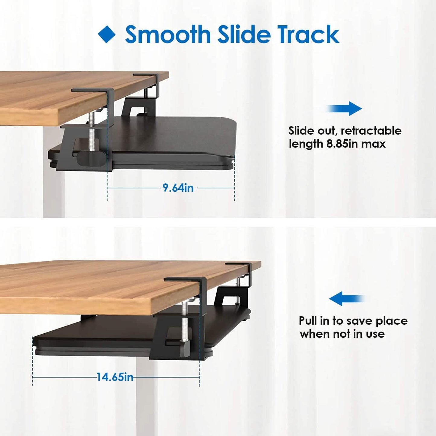 Keyboard Mouse Tray Under Desk Retractable Slide Out Drawer with C Clamp DailySale