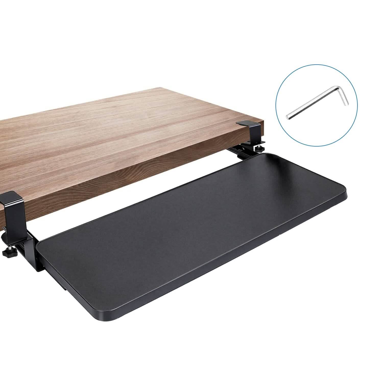 Keyboard Mouse Tray Under Desk Retractable Slide Out Drawer with C Clamp DailySale