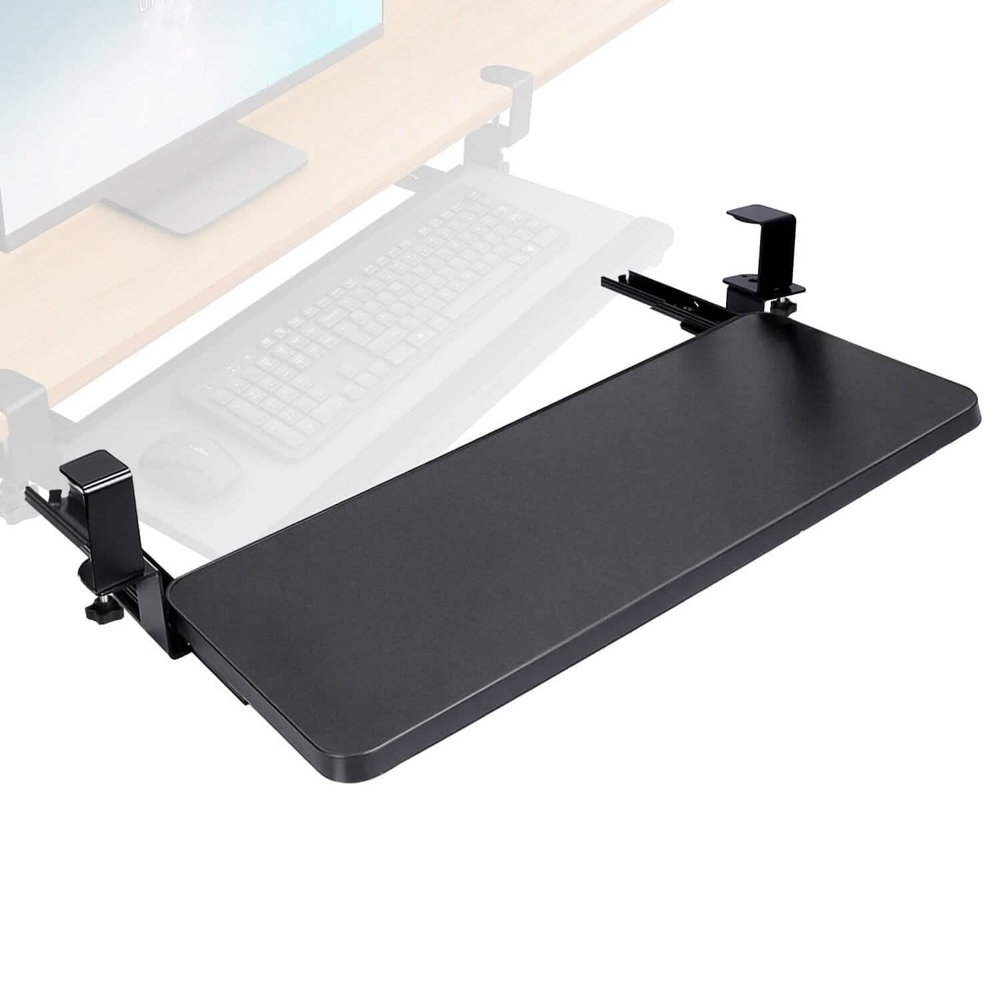 Keyboard Mouse Tray Under Desk Retractable Slide Out Drawer with C Clamp DailySale