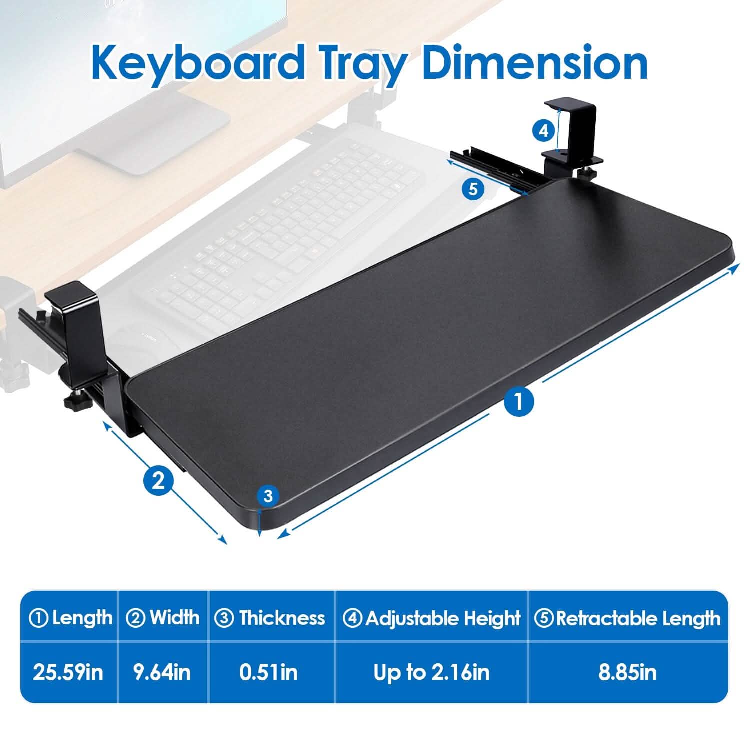 Keyboard Mouse Tray Under Desk Retractable Slide Out Drawer with C Clamp DailySale