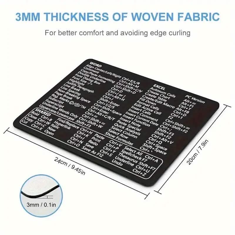 Keyboard Shortcuts Mouse Pad for Microsoft Word and Excel (PC Windows) DailySale