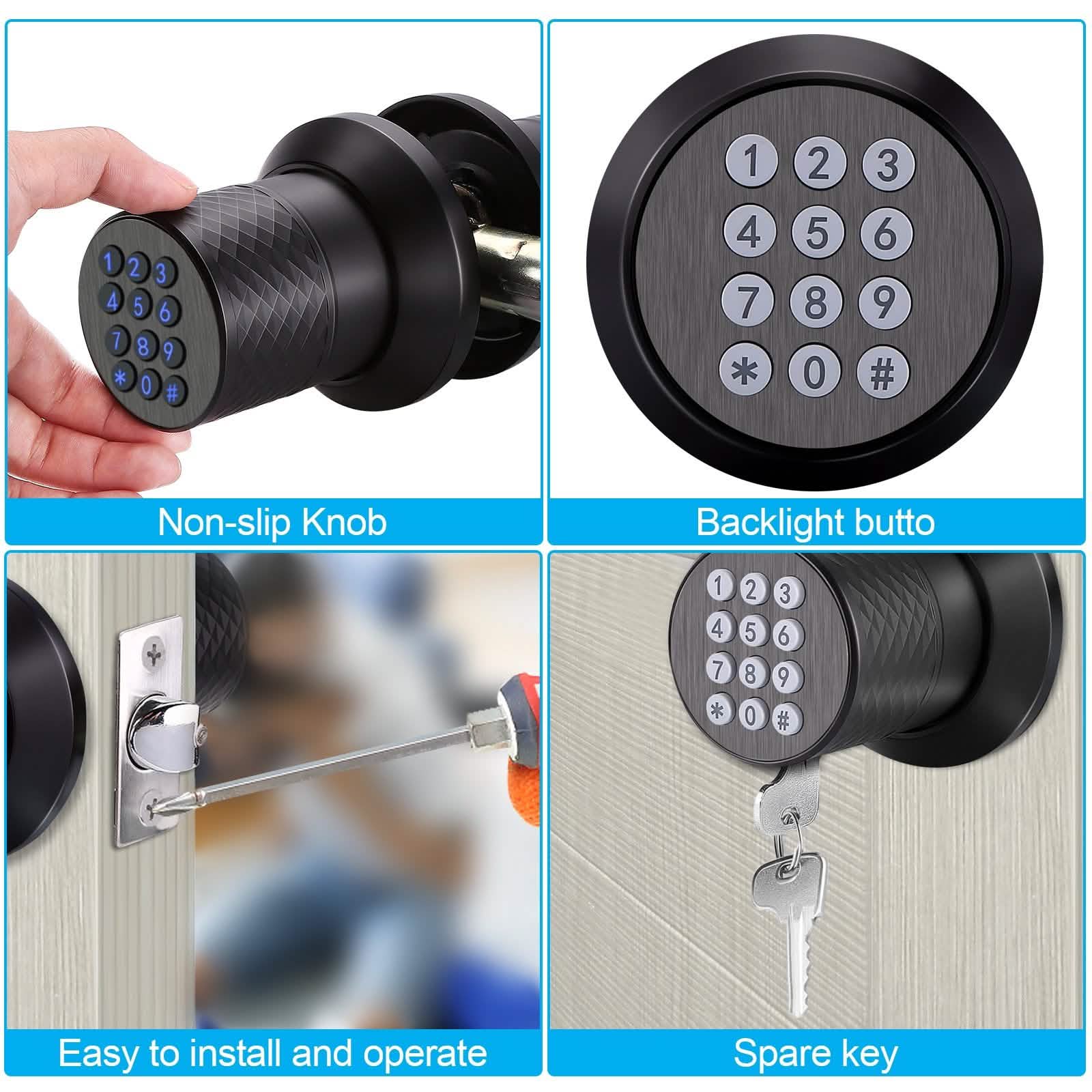 Keyless Smart Lock Digital Door Lock with Keypad & Spare Keys DailySale