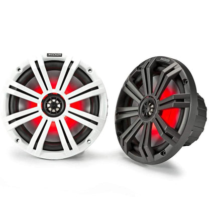 KICKER Pair 45KM84L 8" 600 Watt Marine Boat Waterproof Speakers w/LED's KM8  (Refurbished) DailySale