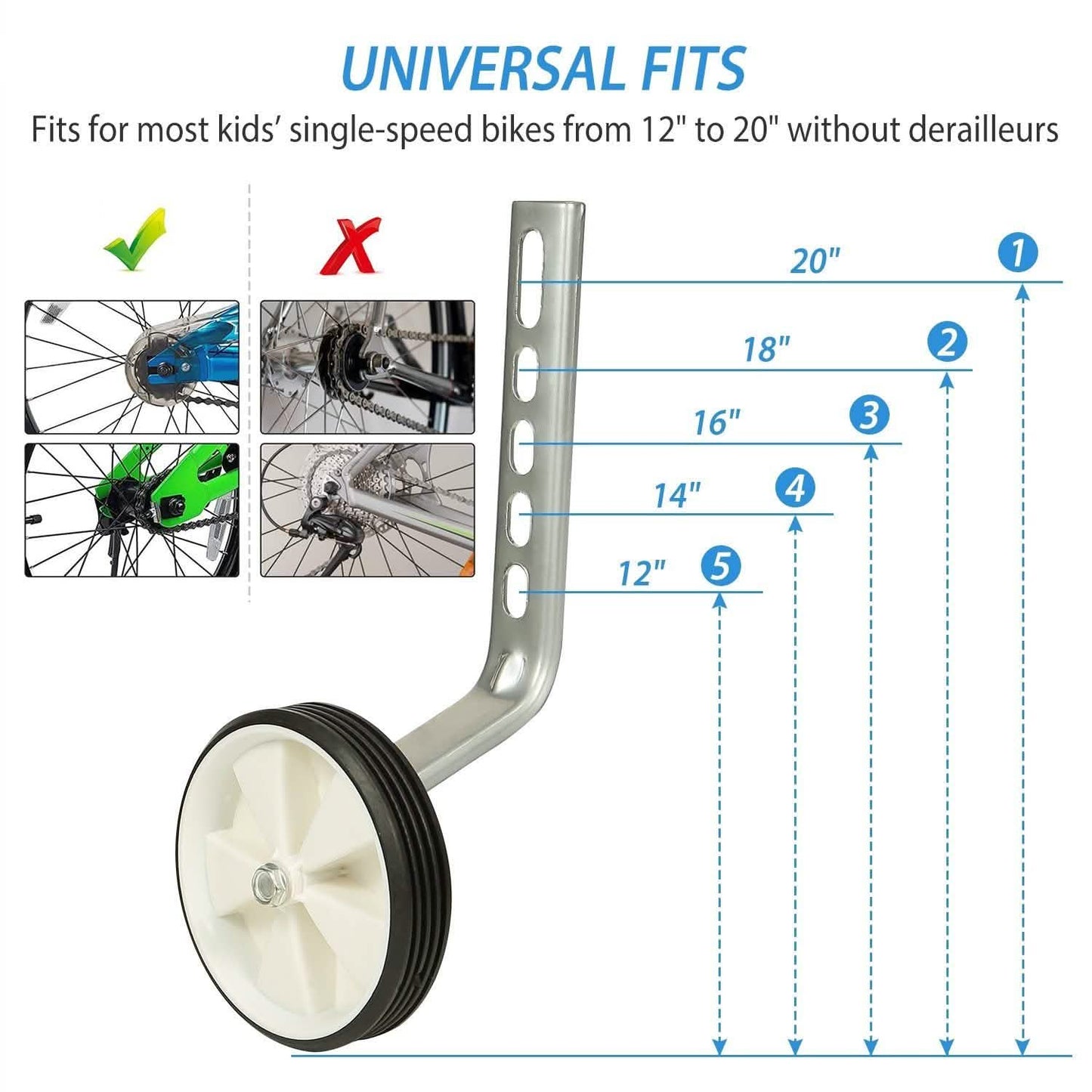 Kids Bicycle Training Wheels Adjustable for 12"-20" Bike DailySale