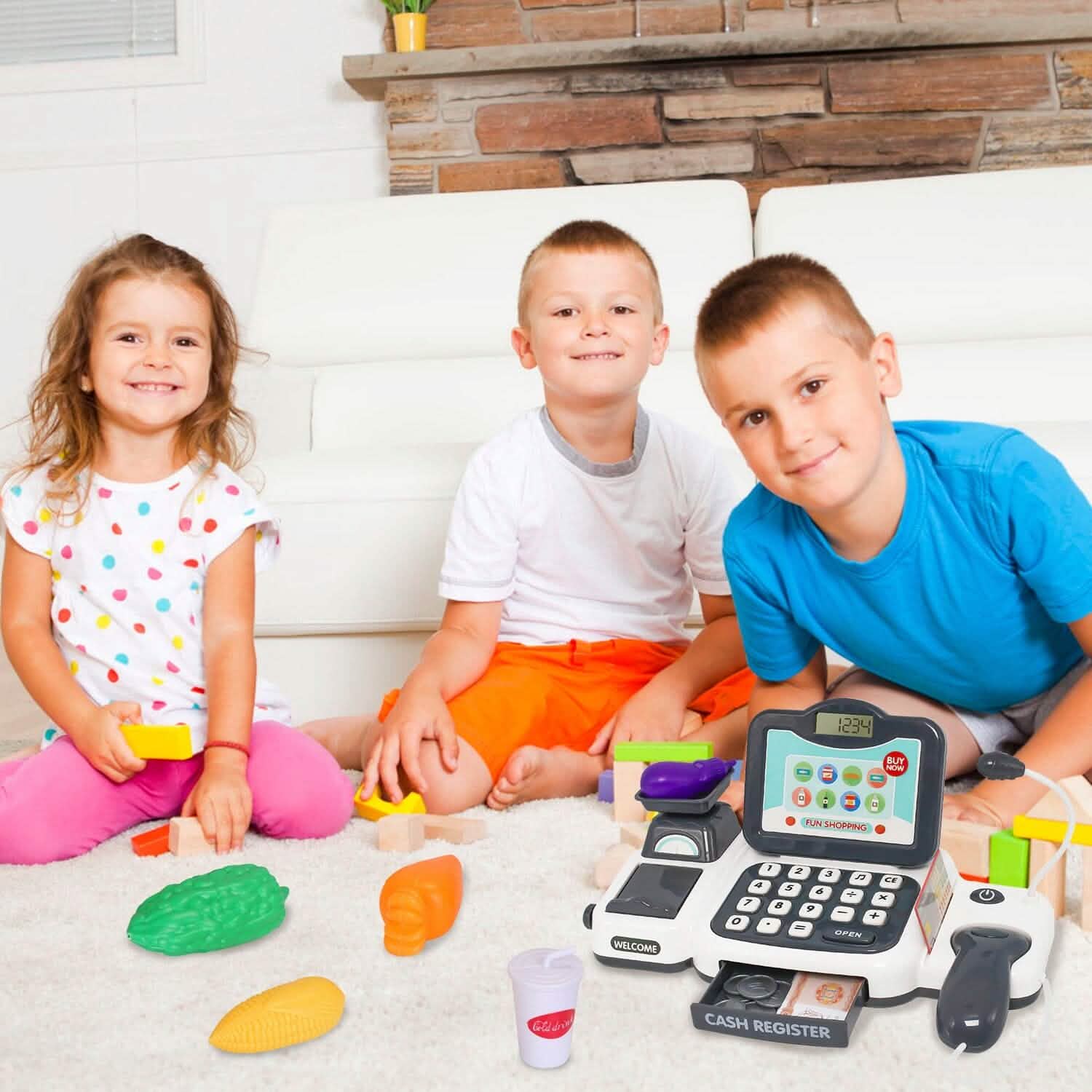 Kids Cash Register Pretend Play Cashier Toy with Scanner Calculator DailySale