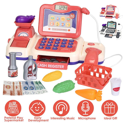 Kids Cash Register Pretend Play Cashier Toy with Scanner Calculator DailySale