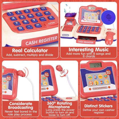Kids Cash Register Pretend Play Cashier Toy with Scanner Calculator DailySale