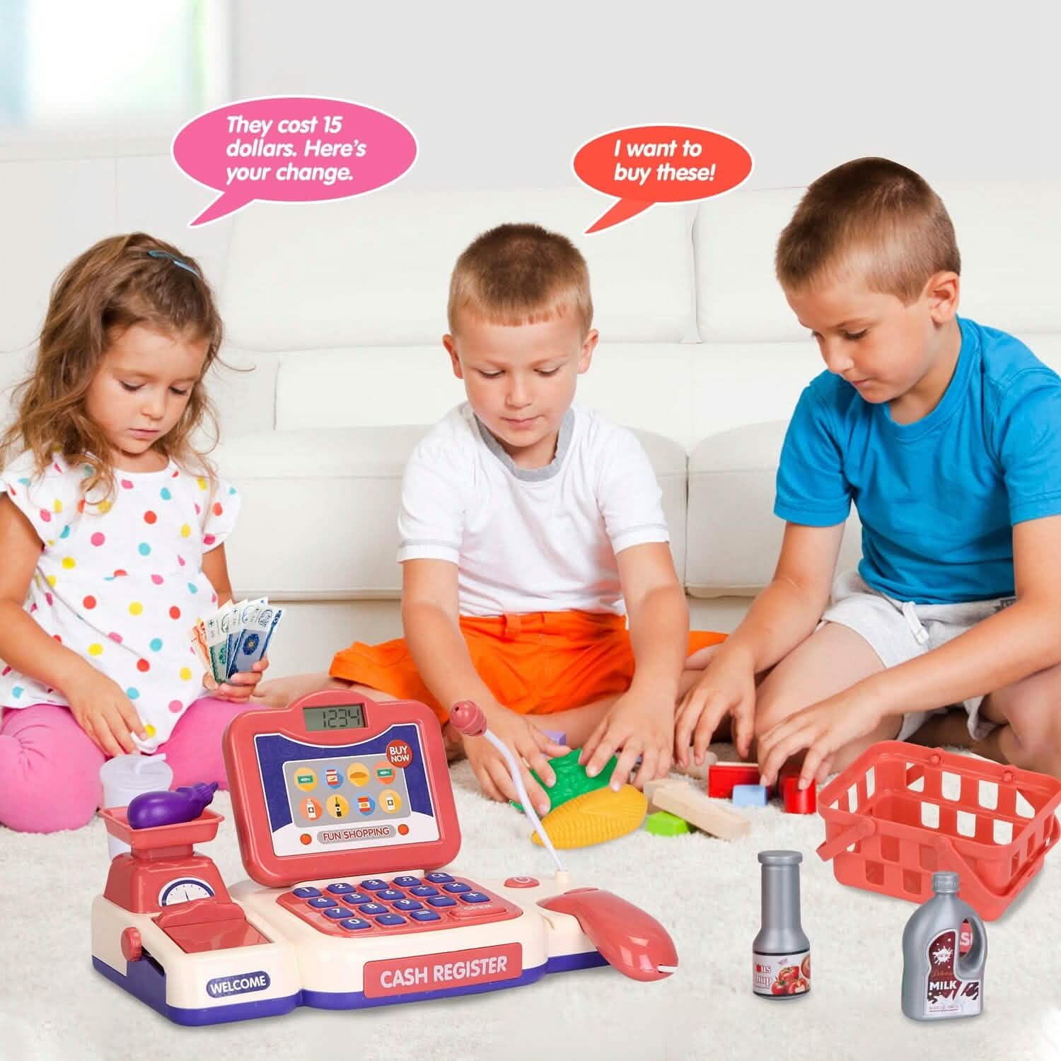 Kids Cash Register Pretend Play Cashier Toy with Scanner Calculator DailySale